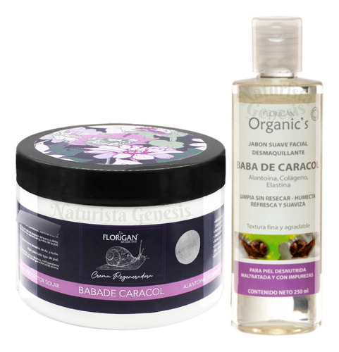 Crema Baba De Caracol + Jabón Facial Desmaquillante Florigan