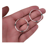 Aros Argollas 31 Mm Bali Envejecidos Bolitas Plata 925 Mod7