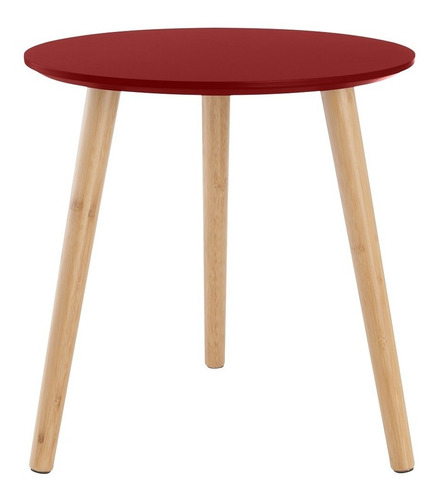 Mesa Lateral Roja Patas De Madera