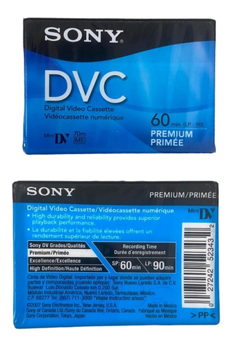 Cassette De Vídeo Digital 60min Y 90 Mini  Dv Premium