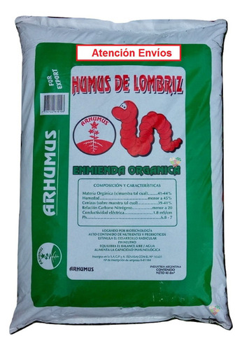 Bolsa De Lombricompuesto De Humus De Lombriz Arhumus 40 Dm3 / Litros - Sustrato Abono Orgánico - Indoor Outdoor