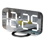 Reloj Despertador, Reloj Electrónico Con Espejo De 7 Led, Co