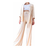 Conjunto Mujer Blazer + Pantalón Lino Palazzo Wide Leg