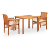 Juego De Comedor De 3 Piezas Con Cojines De Madera De Acacia