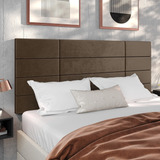 Cabeceira Decorativa Quarto Casal Cama Box King Size 1.95 Cor Marrom Suede