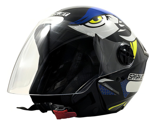 Capacete Ebf Spark Jet Dragon Preto E Azul Tam 58 Desenho Sergeant