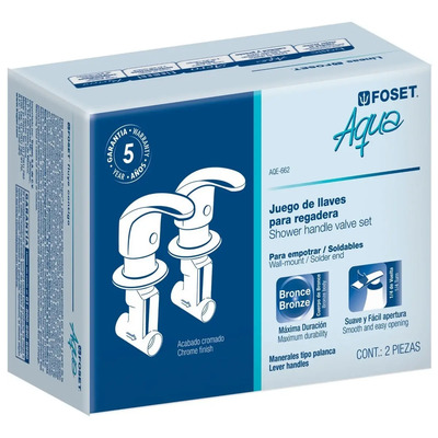Juego 2 Llaves Empotrar, Soldable Palanca, Aqua Foset 49799 Acabado Cromado Color Plateado