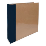 Álbum Fichário - Azul Marinho E Kraft Scrapbook 30,5x30,5cm