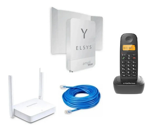 Kit Amplimax Elsys 4g Roteador+ Telefone Intelbras+ Cabo 20m