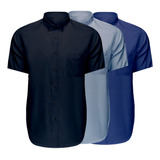 Kit 3 Camisa Social Masculina Manga Curta Blusa Barata