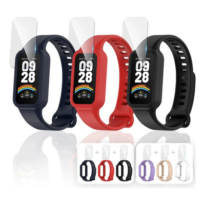 Zcgoingtech 3pzs Correa Con Case Para Xiaomi Band 9 Active Y Redmi Band 3. Negro\u002Frojo\u002Fazul | MercadoLibre