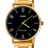 Reloj Casio Análogo Hombre Mtp-vt01g-1b2 Color De La Correa Dorado Color Del Fondo Negro