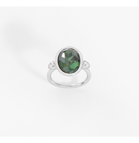 Anillo En Platino Con Cristal Verde Marca Nice