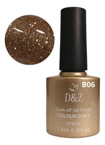 Dez Esmalte Em Gel B6 Glitter 7,5ml Secagem Cabine Dourado