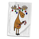 3d Rose Funny Moose Con Bolas De Navidad Y Toalla De Ma...