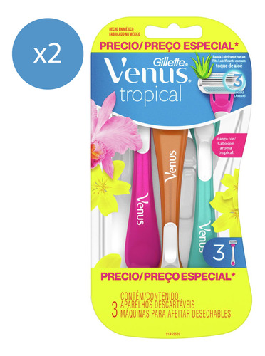 Pack Máquina Para Afeitar Gillette Venus Tropical