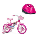 Bicicleta Infantil Aro 12 Flower Com Capacete Rosa - Nathor