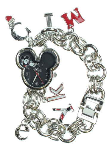 Reloj De Pulsera Mujer Con Forma De Mickey Mouse Tono Platea