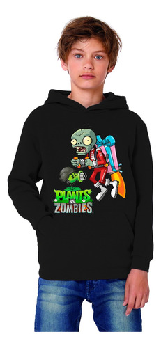 Polerón Canguro Capucha Plantas Vs Zombies Estampada Dtf Cod 001