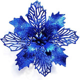 Pack De 12 Flores Artificiales De Navidad Azul