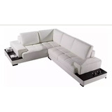 Sillon Sofa Esquinero Fashion Premium 2,90 X 2 Mts Ecocuero Talampaya Blanco Fullconfort