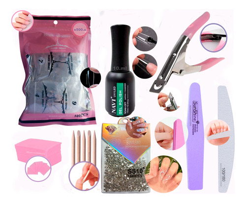 Kit Tips Uñas Soft Gel Paris Night X500u Capping Gel Navi 