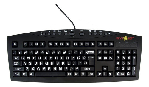 Teclado Ampliado Para Baixa Visão Teclas Pretas Importado