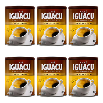 Kit Com 6 Café Iguaçu Solúvel Em Pó Lata 200g | Frete grátis
