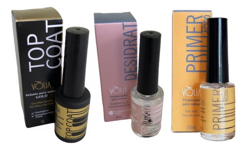 Kit Primer Acido Desidrat Ph 9 Ml Top Coat Matte Volia