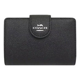 Billetera Coach C6390 Con Diseño Lisa Color Negro De Cuero Sintético - 6cm X 8cm X 4cm