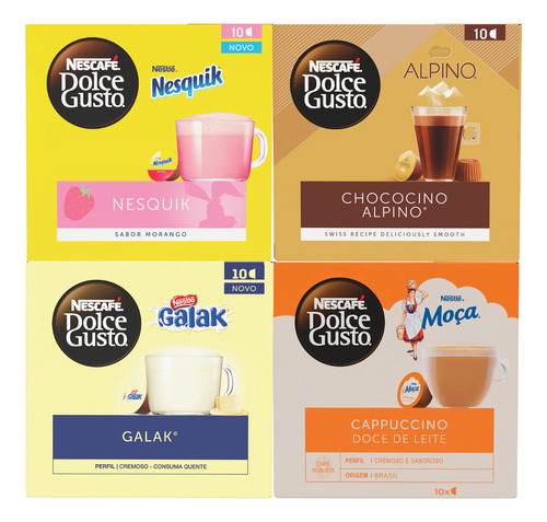 Kit 4 Caixas - Nesquik Alpino Doce De Leite E Galak Nescafé