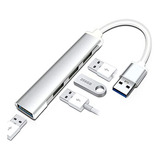 Axgear - Hub De Aluminio De 4 Puertos Usb 3.0, Adaptador Ult