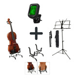 Kit Suporte De Violino + Afinador + Estante De Partitura 