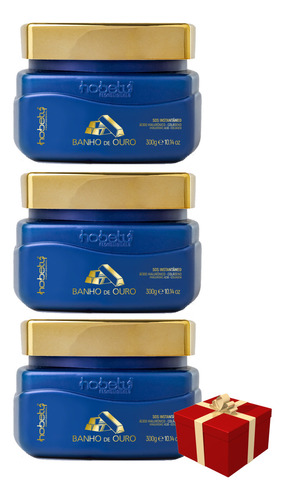 Hobety Kit Com 3 Mascara Banho De Ouro Hobety 300g Original
