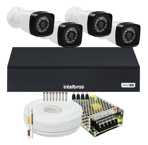Kit 4 Cameras Segurança 1080p Full Hd Dvr Intelbras 4ch S/hd