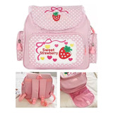 Bonita Mochila Escolar Con Estampado De Fresas Para Niñas