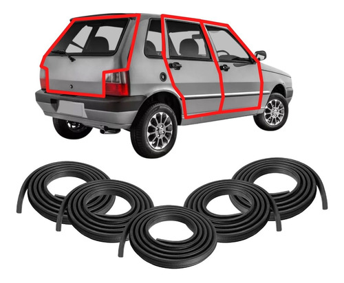 Kit Borracha Porta Fiat Uno Premio Elba 4 Portas Quadrado