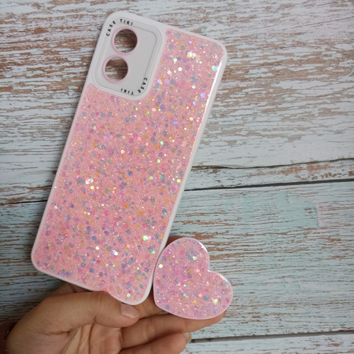 Funda Con Brillos Con Pop Para Motorola G22 E32 E20 E40 E13 