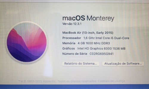 Macbook Air A1466 13 Intel Core I5