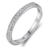 Anillo Para Mujer Ajustable Plateado Con Diamantes De Plata