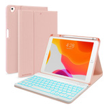 Funda C/teclado Blutlotus iPad 2021 9g/8g/7g 10.2 Pink