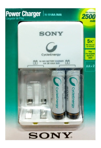 Cargador Sony Aa/aaa + 2 Pilas Aa 2500mh Recargable,obelisco