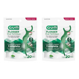 Gum  Hilo Dental Con Mango Kitx2 Limpieza Completa 20u