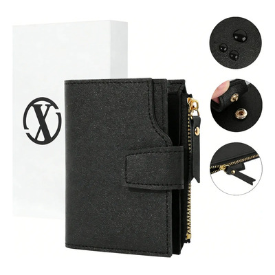 Carteras Monedero Tarjetero Mujer Botón De Presión En Caja Color Negro | MercadoLibre