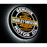 Cartel Cuadro Luminoso Harley Davidson Redondo Led Deco