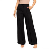 Calça Feminina Pantalona Wide Leg Social Alfaiataria Solta