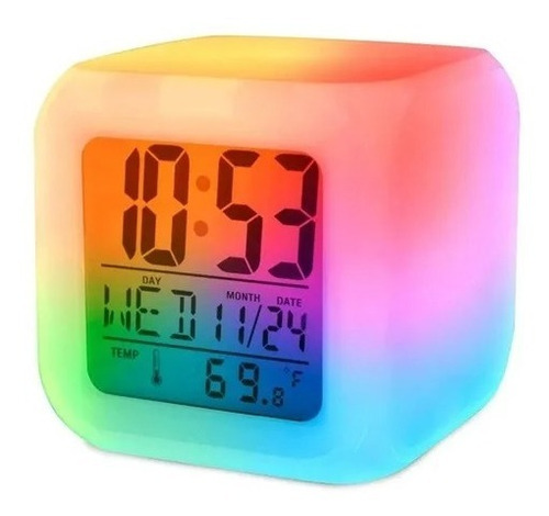 Reloj Despertador Cubo Led Multicolor Con Temperatura