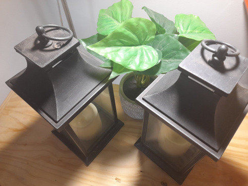 Duo De Faroles Farol Lampara Velador Jardin Interior X2  