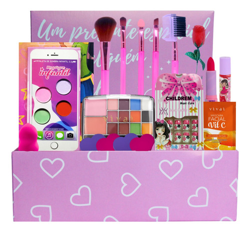 Kit Combo Maquiagem Infantil Caixa Make Princesa Linda Top