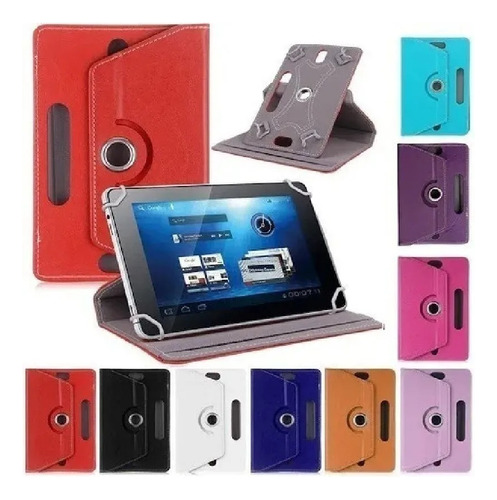 Funda Eco Cuero P/ Tablet 10  Universal 4 Agarres Giratoria 